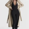Ariel Beige Trenchcoat aus veganem Leder Ariel Beige Trenchcoat aus veganem Leder