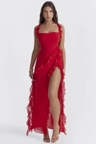 Ariela Cherry Rüschen-Maxikleid