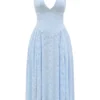 Arietta Midi-Kleid mit Halter-Ausschnitt aus Jacquard mit Bluebell-Blumenmuster Arietta Midi-Kleid mit Halter-Ausschnitt aus Jacquard mit Bluebell-Blumenmuster