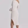 Arista Vintage Elfenbein Drapiertes Crêpe-Midi-Kleid mit einer Schulter Arista Vintage Elfenbein Drapiertes Crêpe-Midi-Kleid mit einer Schulter