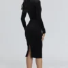 Asha Midi-Kleid aus schwarzem Samt Asha Midi-Kleid aus schwarzem Samt