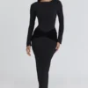 Athena – Langärmliges Maxikleid aus Crêpe-Jersey in Schwarz Athena – Langärmliges Maxikleid aus Crêpe-Jersey in Schwarz