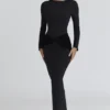 Athena – Langärmliges Maxikleid aus Crêpe-Jersey in Schwarz Athena – Langärmliges Maxikleid aus Crêpe-Jersey in Schwarz