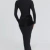 Athena – Langärmliges Maxikleid aus Crêpe-Jersey in Schwarz Athena – Langärmliges Maxikleid aus Crêpe-Jersey in Schwarz