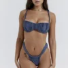 Athens Deep Blue Bikini-Unterteil mit gerafftem, hoch geschnittenem Bein Athens Deep Blue Bikini-Unterteil mit gerafftem, hoch geschnittenem Bein
