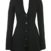 Aubrey – Strickjacke aus schwarzer Wolle als Kleid Aubrey – Strickjacke aus schwarzer Wolle als Kleid