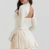 Aubrie Vintage Cremefarbenes Satin-Korsett mit Verzierungen