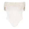 Aubrie Vintage Cremefarbenes Satin-Korsett mit Verzierungen
