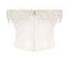 Aubrie Vintage Cremefarbenes Satin-Korsett mit Verzierungen