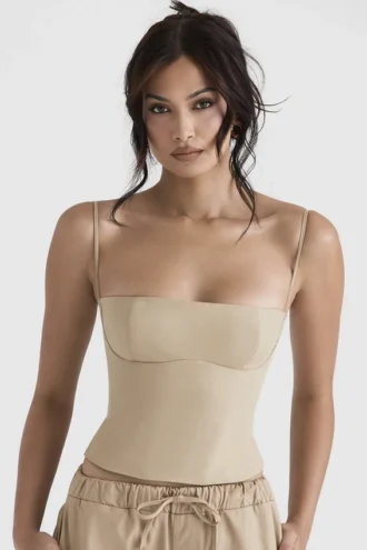 Audette Kamelfarbenes strukturiertes Korsett