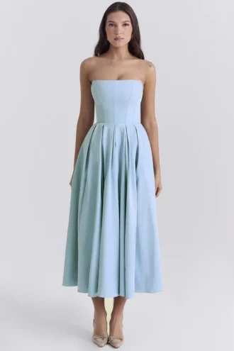 Audrey – Midi-Sommerkleid in Toskanablau