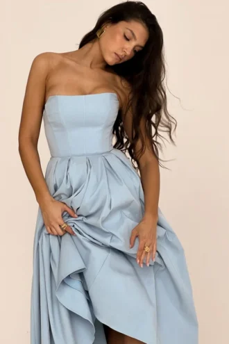 Audrey – Midi-Sommerkleid in Toskanablau