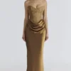 Aurelia Bronze Brokat-Satin-Korsetts-Maxikleid Aurelia Bronze Brokat-Satin-Korsetts-Maxikleid