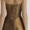 Aurelia Bronze Brokat-Satin-Korsetts-Maxikleid Aurelia Bronze Brokat-Satin-Korsetts-Maxikleid