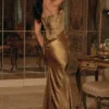 Aurelia Bronze Brokat-Satin-Korsetts-Maxikleid Aurelia Bronze Brokat-Satin-Korsetts-Maxikleid