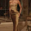 Aurelia Bronze Brokat-Satin-Korsetts-Maxikleid Aurelia Bronze Brokat-Satin-Korsetts-Maxikleid