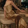 Aurelia Bronze Brokat-Satin-Korsetts-Maxikleid Aurelia Bronze Brokat-Satin-Korsetts-Maxikleid