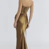 Aurelia Bronze Brokat-Satin-Korsetts-Maxikleid Aurelia Bronze Brokat-Satin-Korsetts-Maxikleid