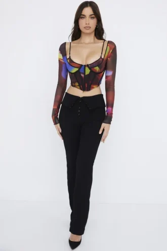 Ava Schwarze Hose mit Falten vorne