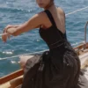 Ava Schwarzes Midi-Kleid aus Baumwolle mit Broderie-Anglaise-Applikationen Ava Schwarzes Midi-Kleid aus Baumwolle mit Broderie-Anglaise-Applikationen