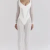 Avalon Weiße Mesh-Hose mit hoher Taille