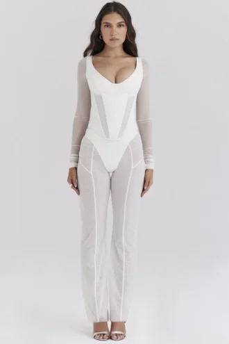 Avalon Weiße Mesh-Hose mit hoher Taille