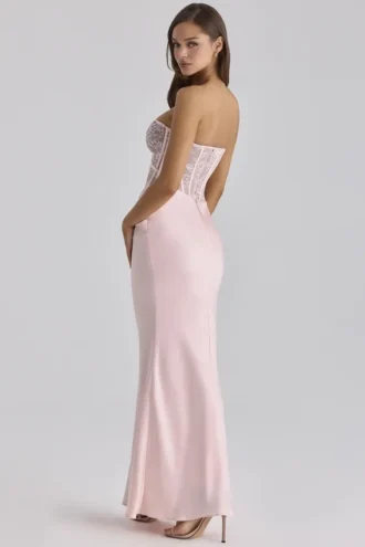 Ayana Rosa Spitzen- und Satin-Maxi-Korsetts-Kleider