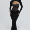Ayana Schwarzes Maxikleid aus Spitze + Boleros Ayana Schwarzes Maxikleid aus Spitze + Boleros