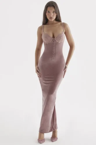 Azalea Midi-Kleid aus zartrosa Samt
