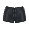 Azora Schwarze Micro-Mini-Shorts aus veganem Leder Azora Schwarze Micro-Mini-Shorts aus veganem Leder