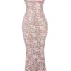Azzurra – Rosafarbenes Godet-Abendkleid aus Spitze Azzurra – Rosafarbenes Godet-Abendkleid aus Spitze