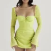 Baby-Limettengrünes Chiffon-Halter-Minikleid Baby-Limettengrünes Chiffon-Halter-Minikleid