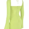 Baby-Limettengrünes Chiffon-Halter-Minikleid Baby-Limettengrünes Chiffon-Halter-Minikleid