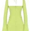 Baby-Limettengrünes Chiffon-Halter-Minikleid Baby-Limettengrünes Chiffon-Halter-Minikleid