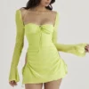 Baby-Limettengrünes Chiffon-Halter-Minikleid Baby-Limettengrünes Chiffon-Halter-Minikleid