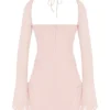 Baby Pink Quartz Chiffon Cutout Halter Mini-Kleid Baby Pink Quartz Chiffon Cutout Halter Mini-Kleid