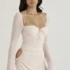 Baby Pink Quartz Chiffon Cutout Halter Mini-Kleid Baby Pink Quartz Chiffon Cutout Halter Mini-Kleid