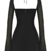 BabyDoll Schwarzes Chiffon-Halter-Minikleid BabyDoll Schwarzes Chiffon-Halter-Minikleid