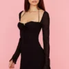 BabyDoll Schwarzes Chiffon-Halter-Minikleid BabyDoll Schwarzes Chiffon-Halter-Minikleid
