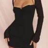 BabyDoll Schwarzes Chiffon-Halter-Minikleid BabyDoll Schwarzes Chiffon-Halter-Minikleid