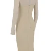 Beatrice Beige Midi-Korsetts-Kleider Beatrice Beige Midi-Korsetts-Kleider