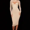 Beatrice Beige Midi-Korsetts-Kleider Beatrice Beige Midi-Korsetts-Kleider