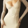 Beatrice Beige Midi-Korsetts-Kleider Beatrice Beige Midi-Korsetts-Kleider
