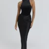 Beau – Maxirock aus schwarzem Satin mit Drapierung Beau – Maxirock aus schwarzem Satin mit Drapierung