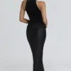 Beau – Maxirock aus schwarzem Satin mit Drapierung Beau – Maxirock aus schwarzem Satin mit Drapierung