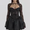 Beauty – Schwarzes Minikleid mit Puffärmel aus Spitze Beauty – Schwarzes Minikleid mit Puffärmel aus Spitze