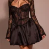 Beauty – Schwarzes Minikleid mit Puffärmel aus Spitze Beauty – Schwarzes Minikleid mit Puffärmel aus Spitze