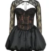 Beauty – Schwarzes Minikleid mit Puffärmel aus Spitze Beauty – Schwarzes Minikleid mit Puffärmel aus Spitze