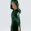 Belle Maxikleid in Tannengrün mit Pailletten Belle Maxikleid in Tannengrün mit Pailletten