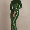 Belle Maxikleid in Tannengrün mit Pailletten Belle Maxikleid in Tannengrün mit Pailletten